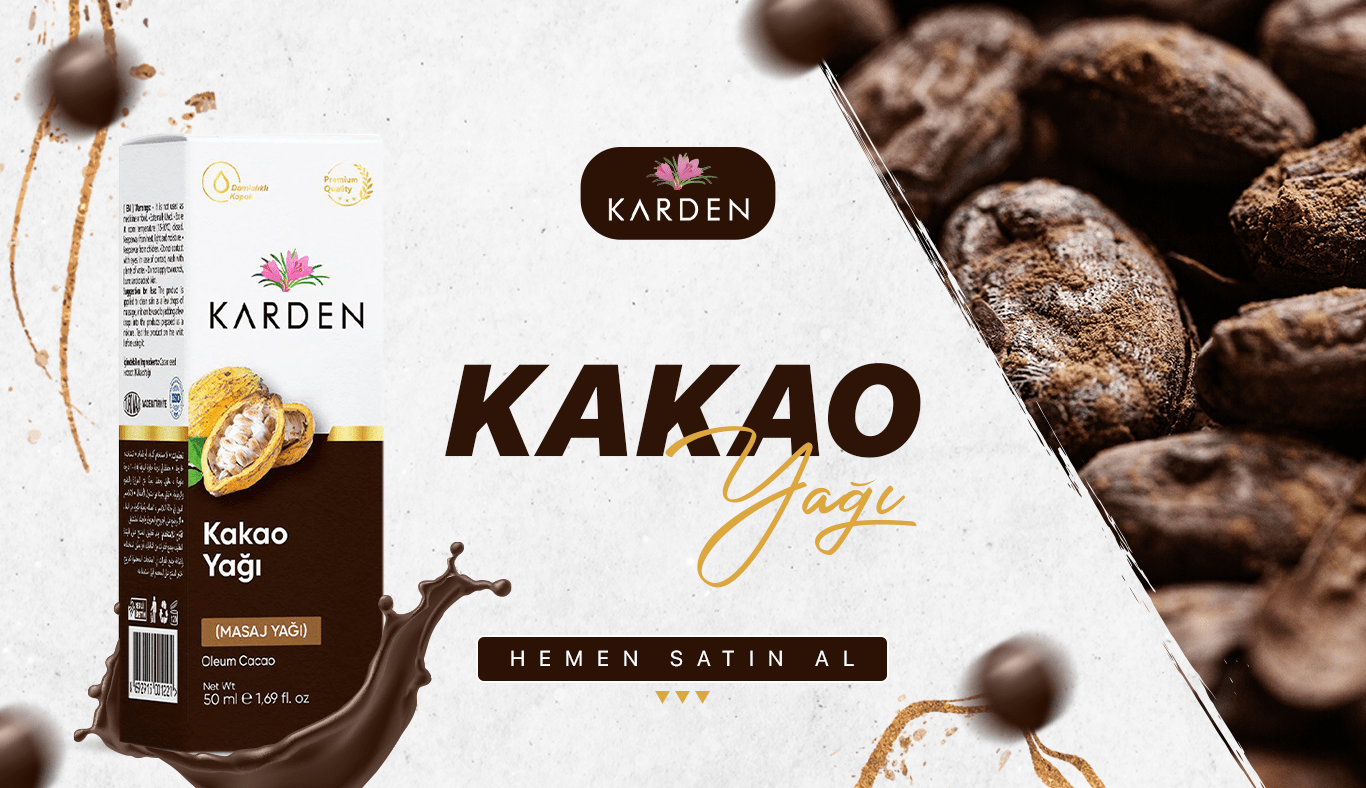 Karden kakao yağı kutusu ve kakao çekirdekleri