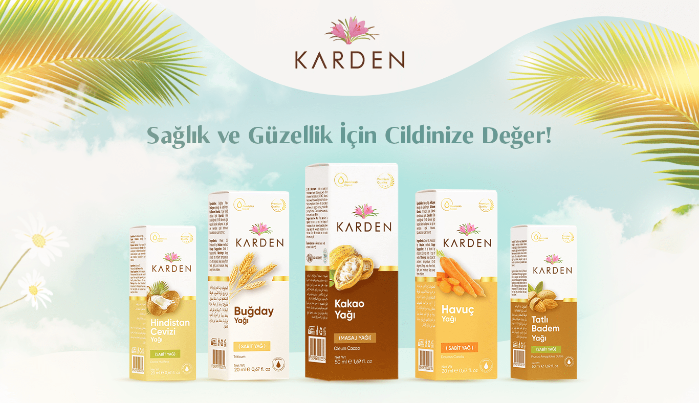 Karden bitkisel yağ kutuları: fındık, buğday, kakao, havuç ve tatlı badem yağı